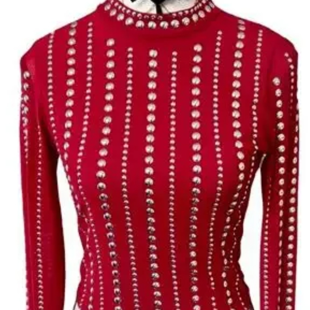 L/C Elegant Red Studded Women's Top